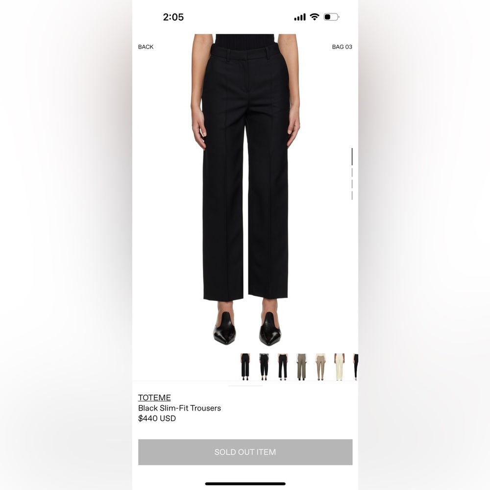 TOTEME Black Slim Trousers